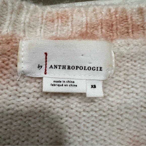 Anthropologie Maggie Tie Dye Cream Pink V-Neck Bell Sleeve Boxy Fit Sweater XS - Picture 5 of 7